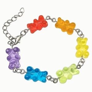 Rainbow Candy Gummy Bear Bracelet - Brand New, Lobster Clasp with Extra Chain